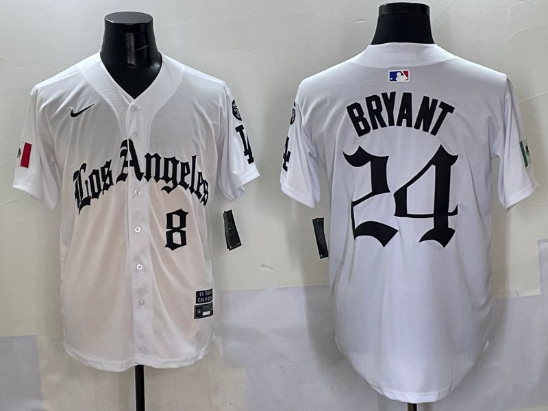 Men Los Angeles Dodgers #24 Bryant White Five generations Joint Name 2025 Nike MLB Jersey style 8->los angeles dodgers->MLB Jersey